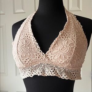 Aeropostale Blush Crochet Halter Bralette